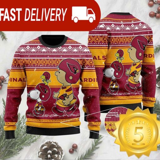 NFL Arizona Cardinals Charlie Brown Snoopy Ugly Christmas Sweater - available at - sportfansshop.com