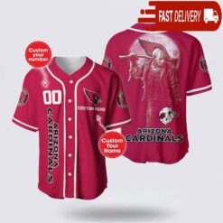 NFL Arizona Cardinals Jason Voorhees Custom Name Baseball Jersey 3D Horror Shirt - available at - sportfansshop.com