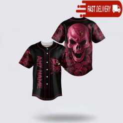 NFL Arizona Cardinals Skull Flower 3D Baseball Jersey Football Gift - available at - sportfansshop.com