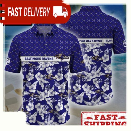 NFL Baltimore Ravens Palm Leaves New Design Hawaiian Shirt - available at - sportfansshop.com