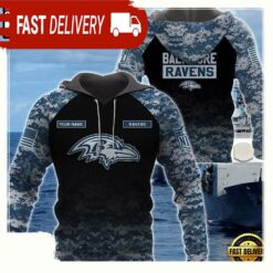 NFL Baltimore Ravens U.S. Navy NWU Camouflage Cutsom Name Hoodie - available at - sportfansshop.com