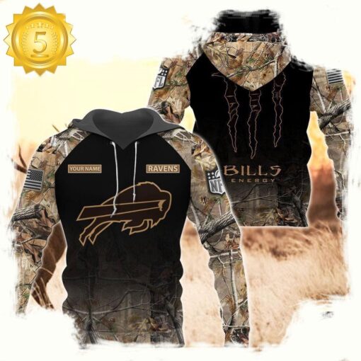 NFL Buffalo Bills Custom Name Hoodie Camo Hunting - available at - sportfansshop.com