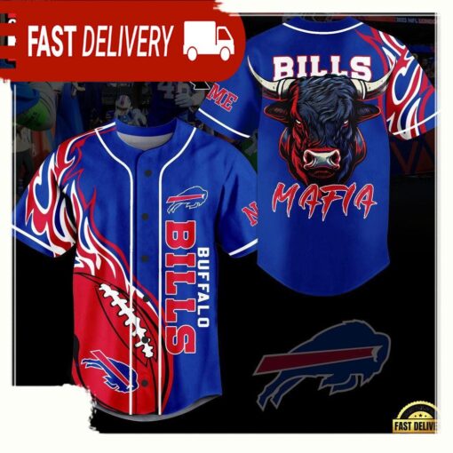 NFL Buffalo Bills Mascot Mafia Custom Name Baseball Jersey - available at - sportfansshop.com