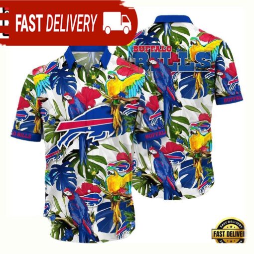 NFL Buffalo Bills Parrots Tropical Flower Hawaiian Shirt For Men Women - available at - sportfansshop.com