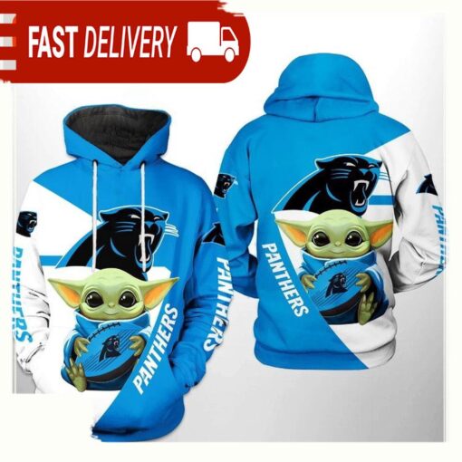 NFL Carolina Panthers Baby Yoda Team 3D Printed Hoodie Shirt - available at - sportfansshop.com