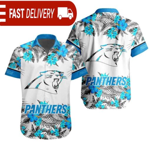 NFL Carolina Panthers Tropical Floral Hibiscus Hawaiian Shirt - available at - sportfansshop.com