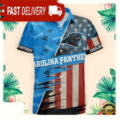 NFL Carolina Panthers US Flag Pattern Hawaiian Shirt - available at - sportfansshop.com