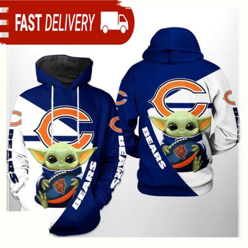 NFL Chicago Bears Baby Yoda Team 3D Printed Hoodie Shirt - available at - sportfansshop.com