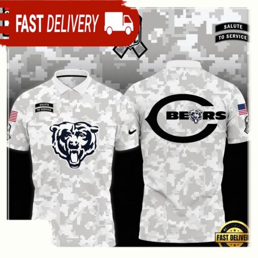 NFL Chicago Bears Camo 2025 Salute to Service Polo Shirt - available at - sportfansshop.com