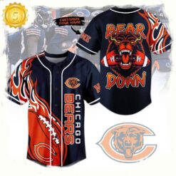 NFL Chicago Bears Mascot Crazy Down Custom Name Baseball Jersey - available at - sportfansshop.com