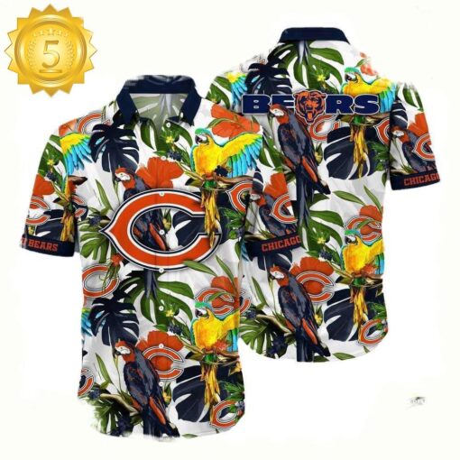 NFL Chicago Bears Parrots Tropical Flower Hawaiian Shirt For Men Women - available at - sportfansshop.com