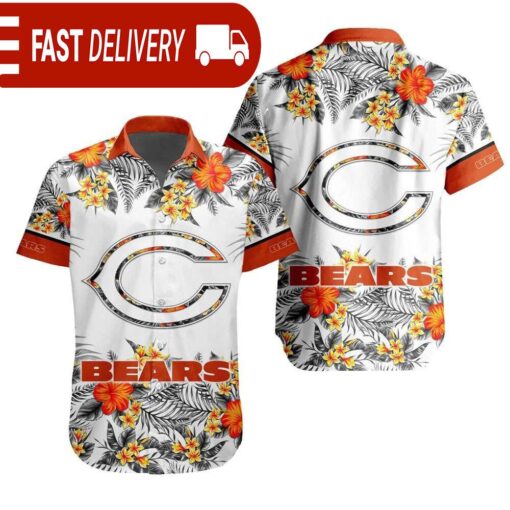 NFL Chicago Bears Tropical Floral Hibiscus Hawaiian Shirt - available at - sportfansshop.com