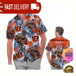 NFL Cincinnati Bengals America Flag Tropical Floral Custom Hawaiian Shirt For Men Women - available at - sportfansshop.com