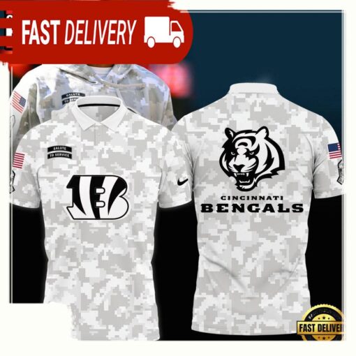 NFL Cincinnati Bengals Camo 2025 Salute to Service Polo Shirt - available at - sportfansshop.com