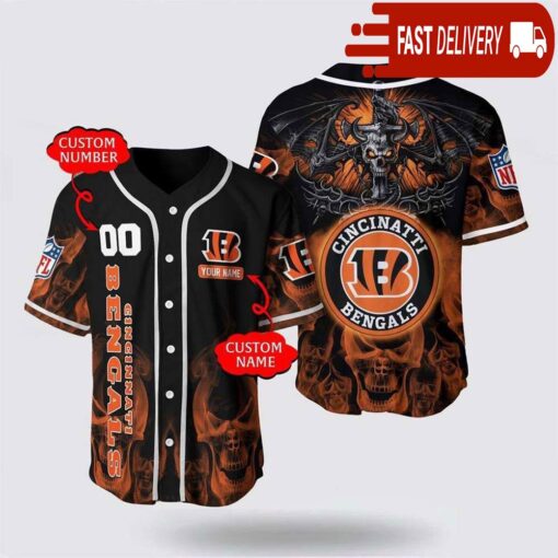 NFL Cincinnati Bengals Personalized Baseball Jersey with Name and Number - available at - sportfansshop.com