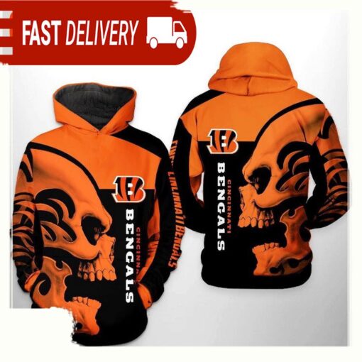 NFL Cincinnati Bengals Skull 3D Printed Hoodie Shirt - available at - sportfansshop.com