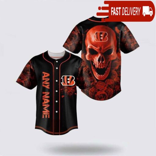 NFL Cincinnati Bengals Skull Flower 3D Baseball Jersey Football Gift - available at - sportfansshop.com