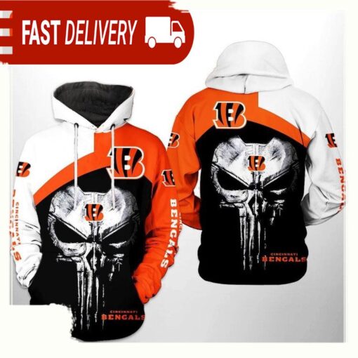 NFL Cincinnati Bengals Skull Punisher Team 3D Printed Hoodie Shirt - available at - sportfansshop.com