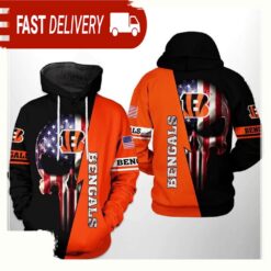 NFL Cincinnati Bengals US Flag Skull Team 3D Printed Hoodie Shirt - available at - sportfansshop.com