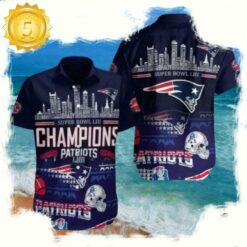 NFL City Of Champions New England Patriots Skyline And Super Bowl Accents Hawaiian Shirt - available at - sportfansshop.com