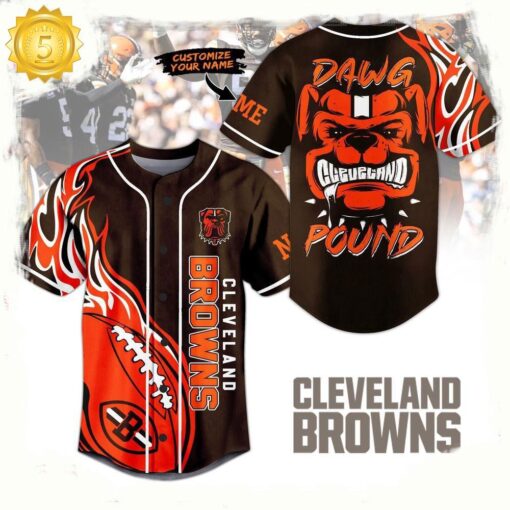 NFL Cleveland Browns Dawg Pound Custom Name Baseball Jersey - available at - sportfansshop.com