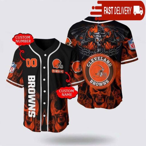 NFL Cleveland Browns Personalized Baseball Jersey with Name and Number - available at - sportfansshop.com