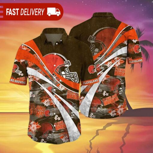 NFL Cleveland Browns Tropical Flower Vintage Hawaiian Shirt - available at - sportfansshop.com