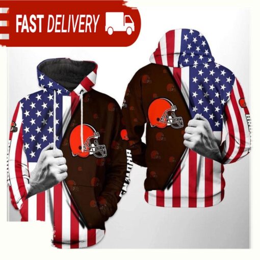 NFL Cleveland Browns US Flag Team 3D Printed Hoodie Shirt - available at - sportfansshop.com