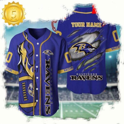 NFL Custom Name And Number Baltimore Ravens Team Sport Baseball Jersey Shirt - available at - sportfansshop.com