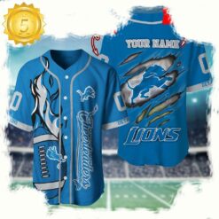 NFL Custom Name And Number Detroit Lions Team Sport Baseball Jersey Shirt - available at - sportfansshop.com