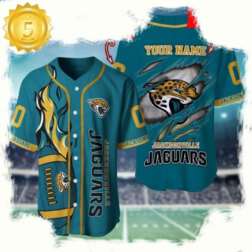 NFL Custom Name And Number Jacksonville Jaguars Team Sport Baseball Jersey Shirt - available at - sportfansshop.com