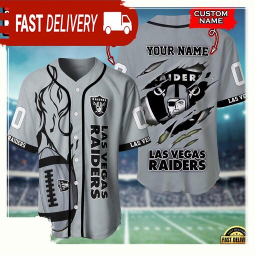 NFL Custom Name And Number Las Vegas Raiders Team Sport Baseball Jersey Shirt - available at - sportfansshop.com