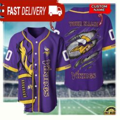 NFL Custom Name And Number Minnesota Vikings Team Sport Baseball Jersey Shirt - available at - sportfansshop.com