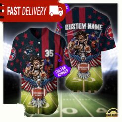 NFL Custom Name And Number New England Patriots Mascot US Flag Baseball Jersey Shirt - available at - sportfansshop.com