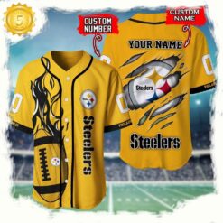 NFL Custom Name And Number Pittsburgh Steelers Team Sport Baseball Jersey Shirt - available at - sportfansshop.com