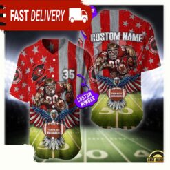 NFL Custom Name And Number Tampa Bay Buccaneers Mascot US Flag Baseball Jersey Shirt - available at - sportfansshop.com