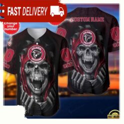 NFL Custom Name And Number Team Atlanta Falcons Skull Pattern Baseball Jersey Shirt - available at - sportfansshop.com