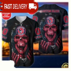 NFL Custom Name And Number Team Houston Texans Skull Pattern Baseball Jersey Shirt - available at - sportfansshop.com