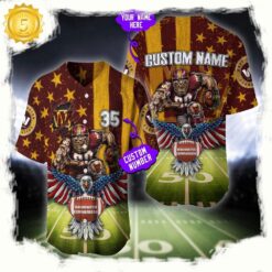 NFL Custom Name And Number Washington Commanders Mascot US Flag Baseball Jersey Shirt - available at - sportfansshop.com