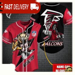 NFL Custom Name Atlanta Falcons Mascot And Skull New Design Baseball Jersey - available at - sportfansshop.com