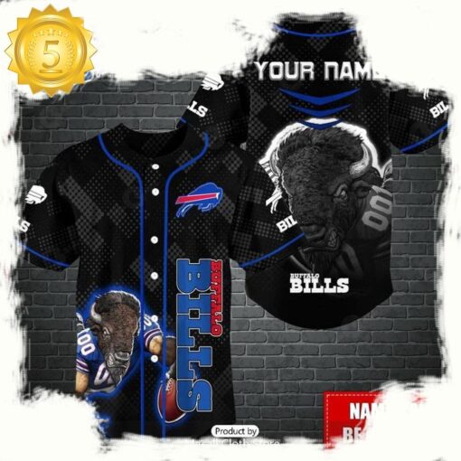 NFL Custom Name Buffalo Bills Mascot Baseball Jersey - available at - sportfansshop.com