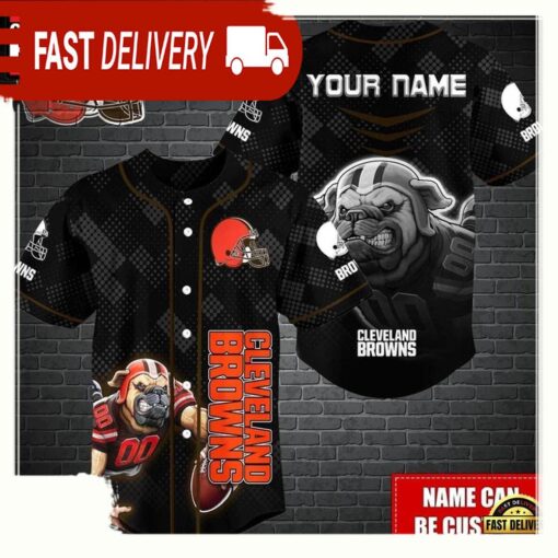 NFL Custom Name Cleveland Browns Mascot Baseball Jersey - available at - sportfansshop.com