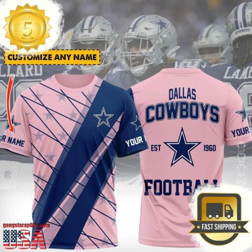 NFL Custom Name Dallas Cowboy Football Team All Over Print T Shirt - available at - sportfansshop.com