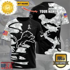 NFL Custom Name Detroit Lions Camo All Over Print T Shirt - available at - sportfansshop.com