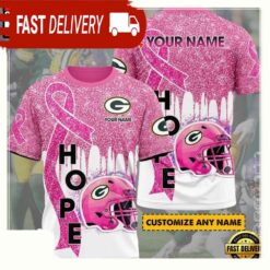 NFL Custom Name Green Bay Packers Breast Cancer All Over Print T Shirt - available at - sportfansshop.com