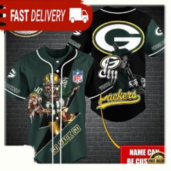 NFL Custom Name Green Bay Packers Mascot And Skull New Design Baseball Jersey - available at - sportfansshop.com