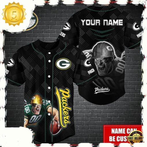 NFL Custom Name Green Bay Packers Mascot Baseball Jersey - available at - sportfansshop.com