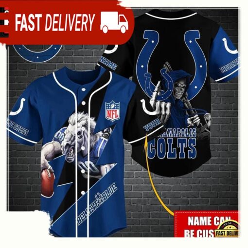 NFL Custom Name Indianapolis Colts Mascot And Skull New Design Baseball Jersey - available at - sportfansshop.com