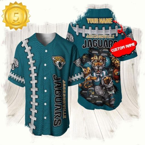 NFL Custom Name Jacksonville Jaguars Mascot Baseball Jersey Shirt - available at - sportfansshop.com