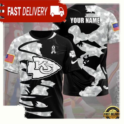 NFL Custom Name Kansas City Chiefs Camo All Over Print T Shirt - available at - sportfansshop.com